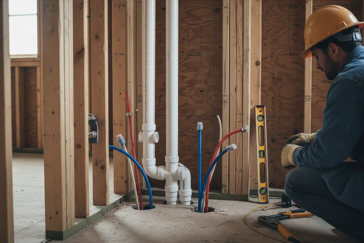 Drain and supply rough-in during Toilet Repair and Installation in Santa Barbara