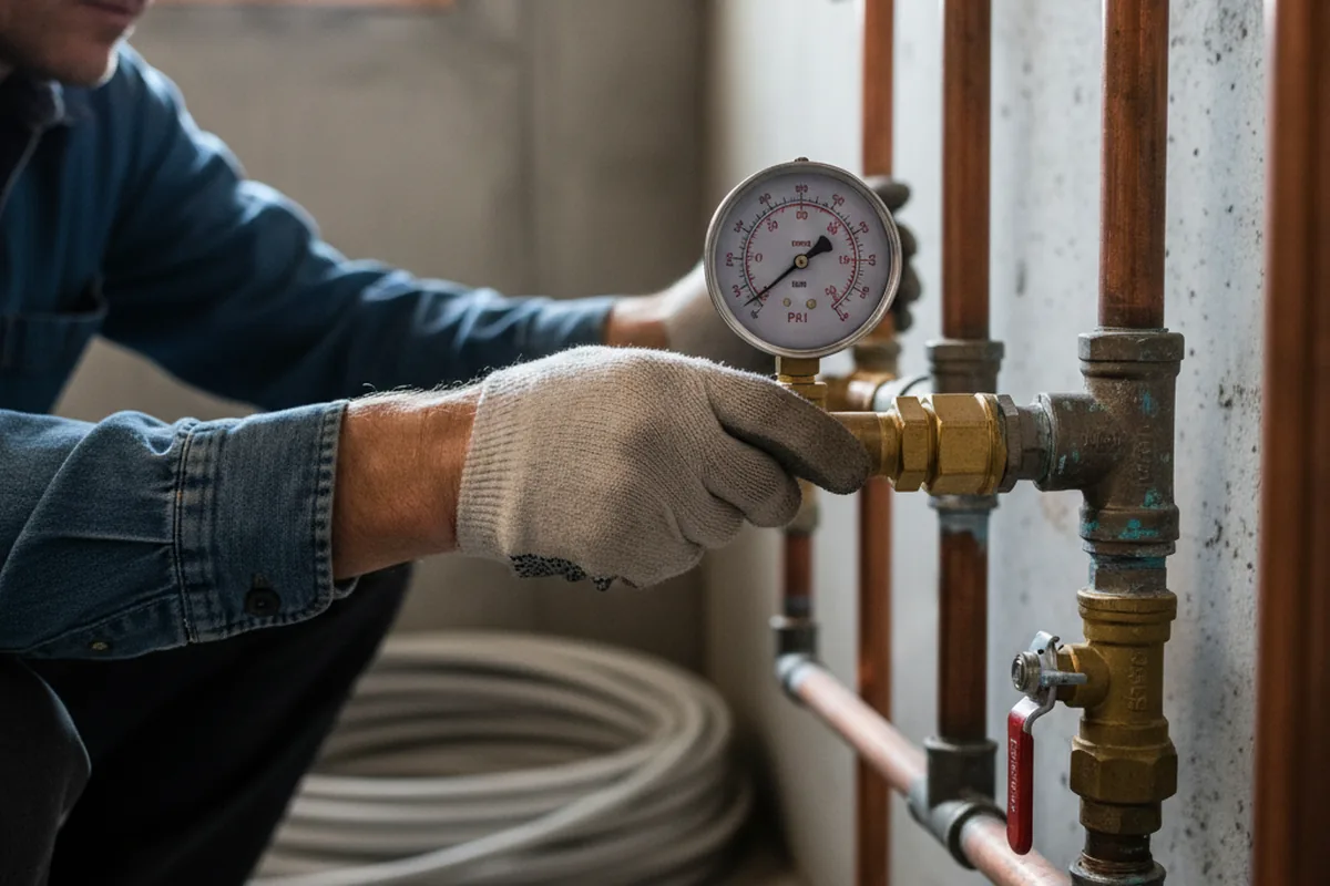 Pressure testing a repaired line during Water Line Repair in Santa Barbara